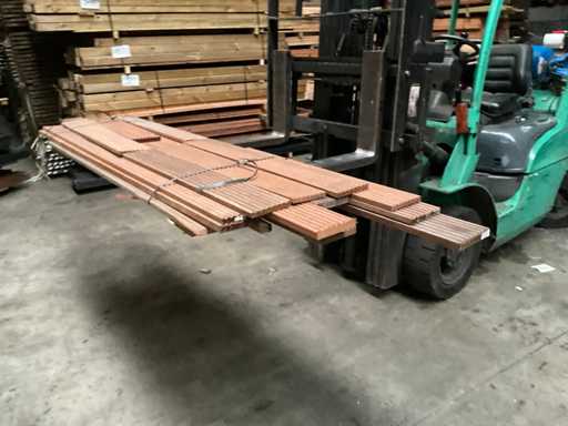 Batch of planed hardwood decking boards - 14.5x2.5 cm