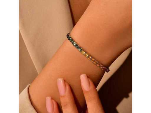 Magnifique bracelet de luxe naturel multicolore en saphir 10,90 carats en or blanc 18 carats