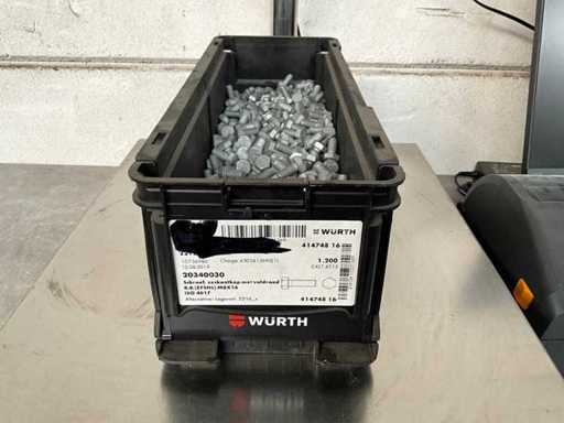 Würth 13.65 kg Schroef zeskantkop met voldraad M8x16 in stapelbare bak