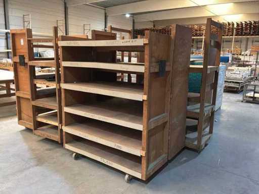 Houten magazijnkar (6x)