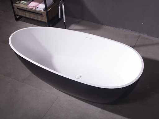 Mawialux Baignoire îlot - solid surface - blanc/noir