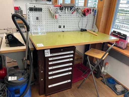 Bancă de lucru cu suport pentru unelte