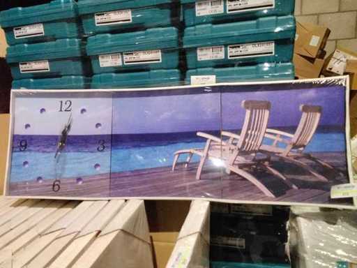 3-teiliges Leinwandbild mit Uhr (12x)