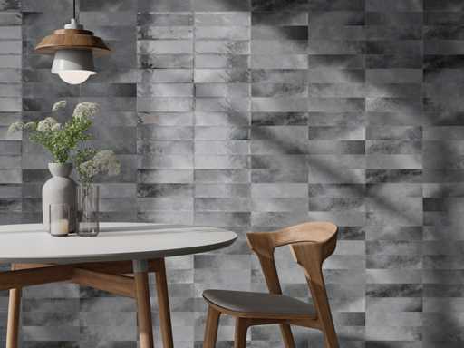 Carrelage mural 48m2 Luna Grey brillant 7,5x30cm