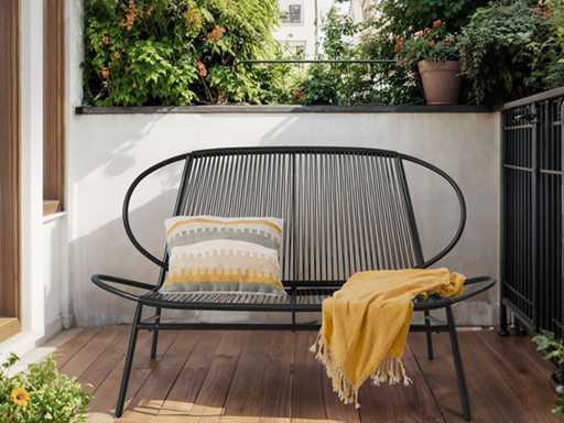 2-zits synthetische rotan tuinbank met rugleuning