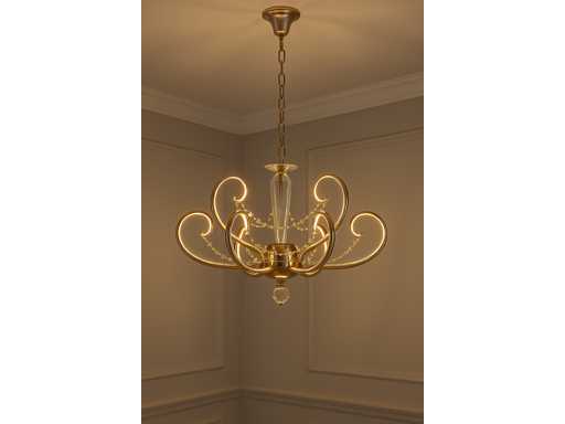 Lustre LED – 6016 (6+3) – Or – 9 lumières –54W – 4000K Neutre blanc – Aluminium 