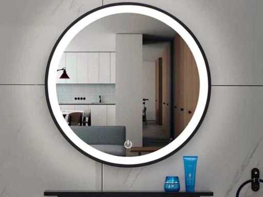 Wiesbaden- Ronde Spiegel met led verlichting - 60cm - mat zwart