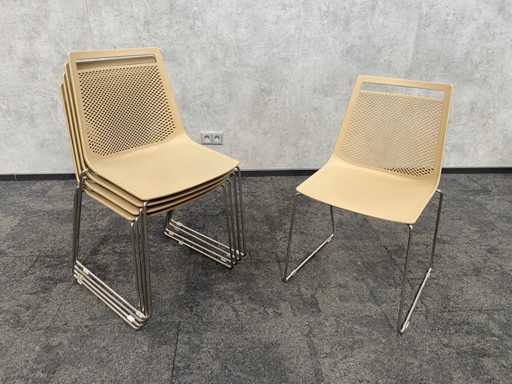 5x Gaber Akami - nestelbare kantinestoel - beige