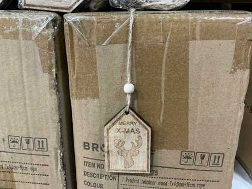 Corde en bois de reinde pendentif de fête 7x4,5cm+16cm (6336x)