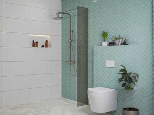Mur de douche Fortifura Galeria 30x200 verre fumé facile à nettoyer SW797935