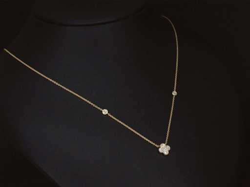 Gouden collier met diamanten klaver vier hanger