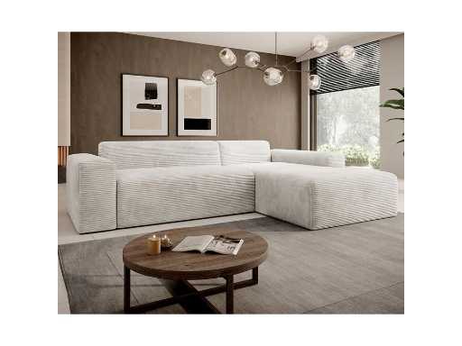 Canapé angle droit confortable au look tendance avec revêtement en tissu