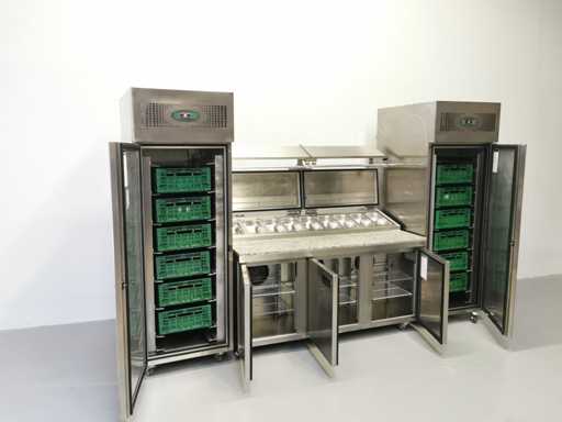 Foster - FPS3GR/EPRO20BS - Gekoelde tafel met koelkast en vriezer