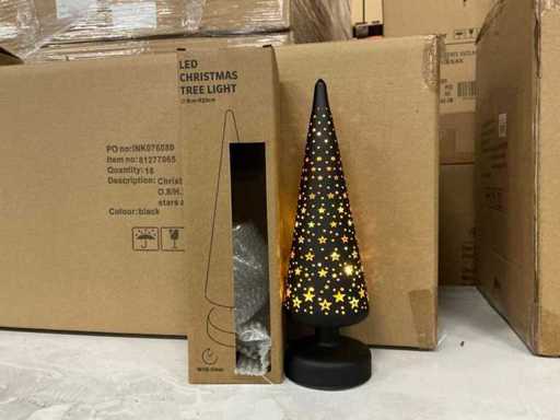 Lumière de Noël LED de fête D8/H30cm noire avec étoiles et minuterie (18x)