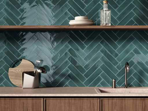 Carrelage mural 48m2 Coral Emerald brillant 7,5x30cm