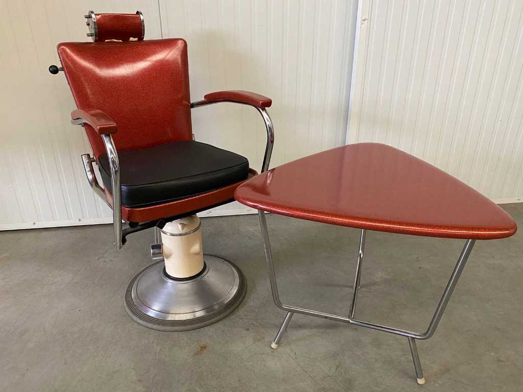 Vintage Krzesło fryzjerskie ze stołem