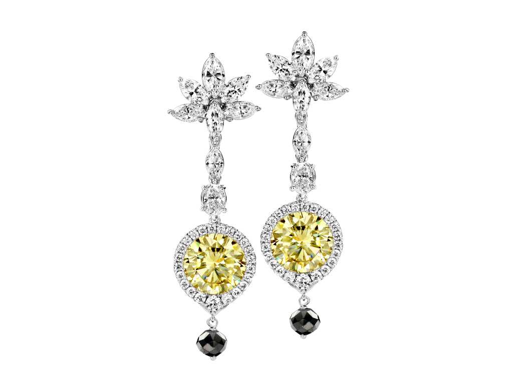 Masterpiece: earrings with unique yellow-green diamonds (ER14012)