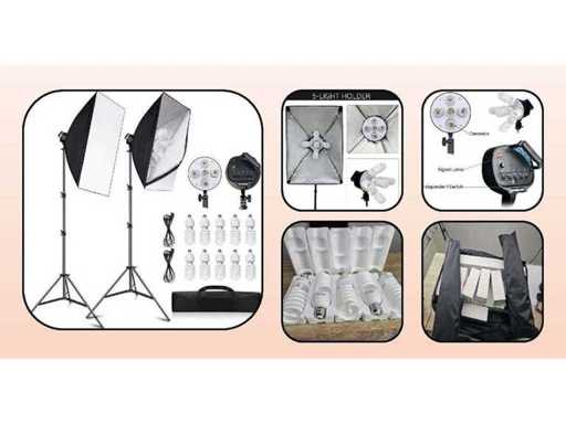 Un lot de 24 de kituri softbox profesionale complete - inclusiv 120 de lămpi (24x)