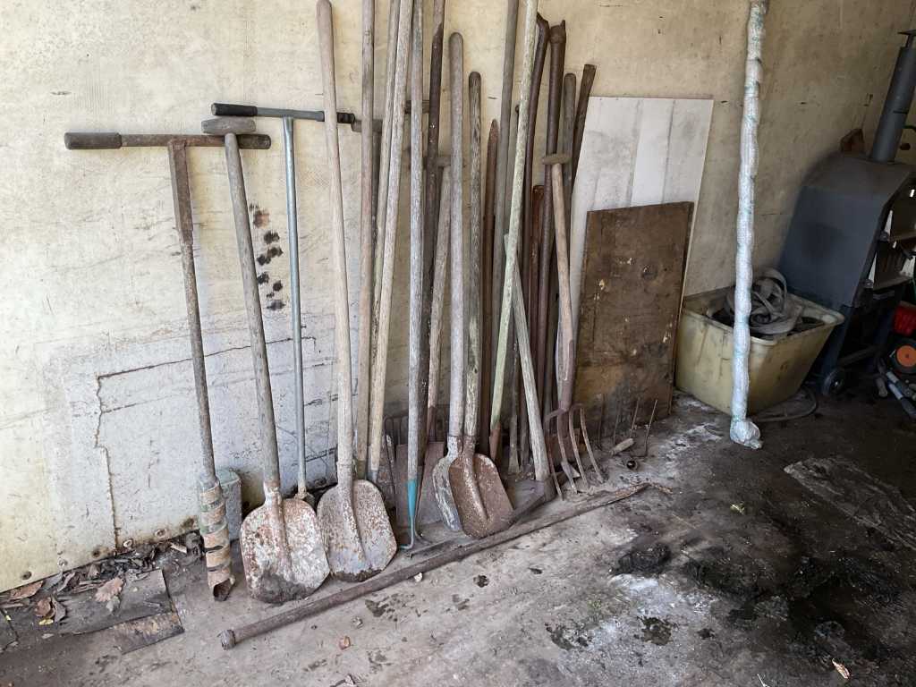 Party of various contractors and garden tools