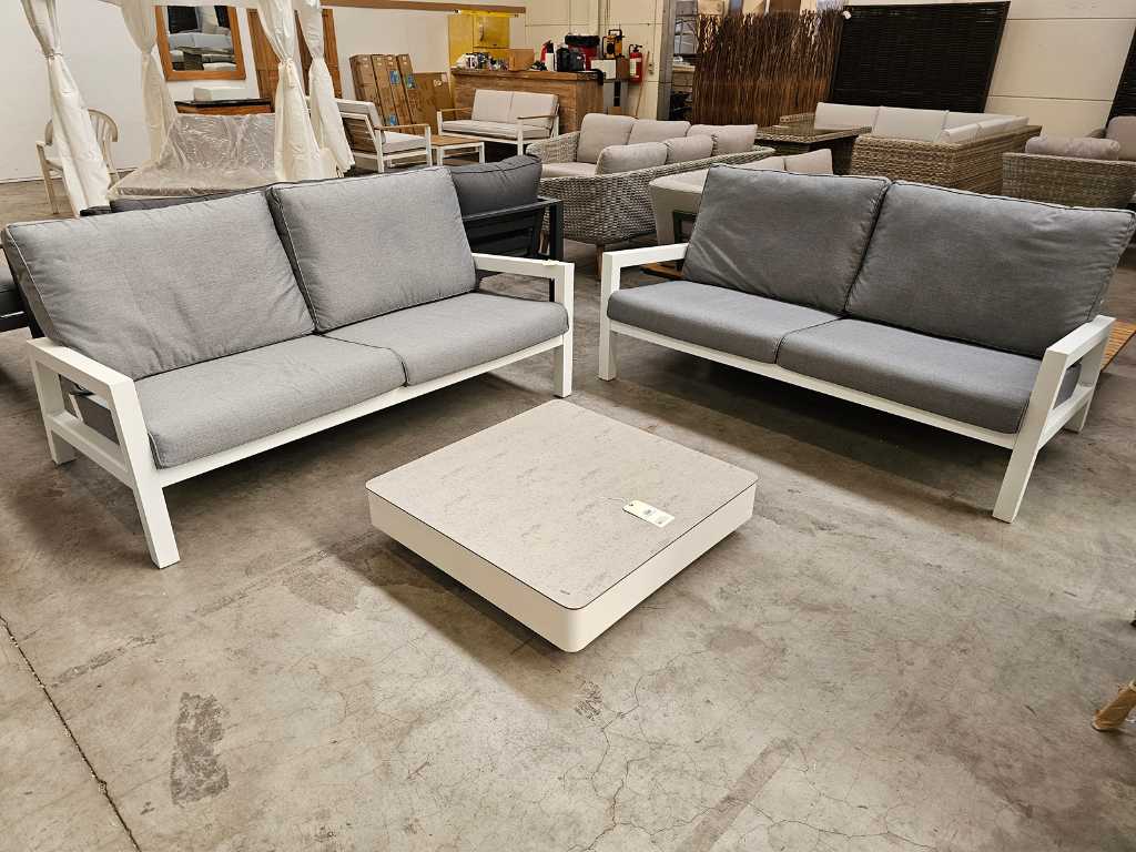 Suns Lagoon Lounge Set Alu White + Cushions Grey