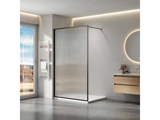 Lavinno - 120 BV - Inloopdouche met mat zwart frame en geribbeld glas