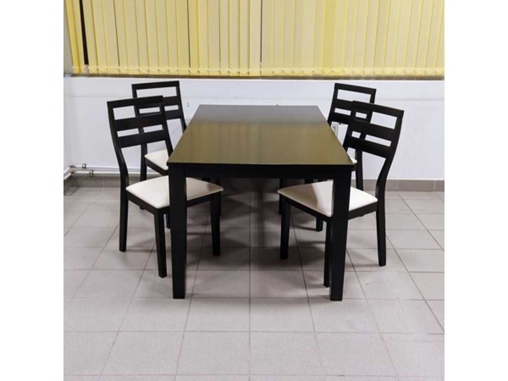 1x Table group Magnolia Black - 4 pieces of armchairs + 1 piece of table - living room table Table set, dining set, dining table, table, chair, armchair, work table, restaurant table, restaurant table, living room table, canteen table – Gastrodiskont