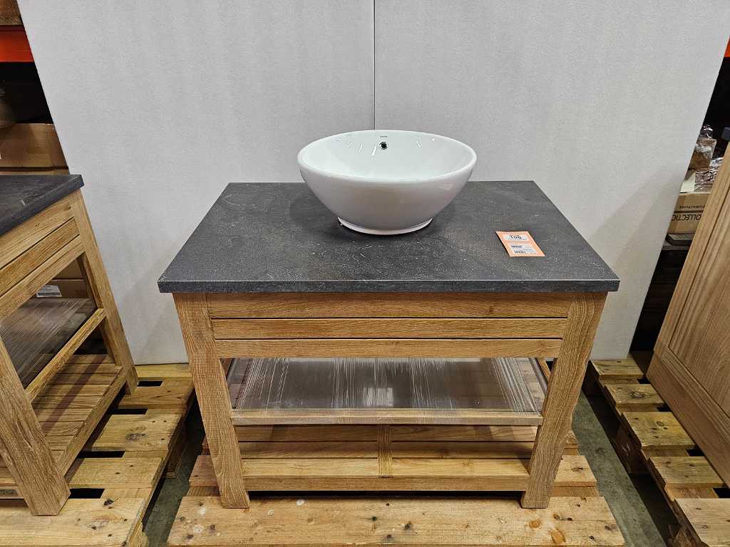 Teak-Line Teak Bathroom Furniture Erica 95cm + Blue Stone