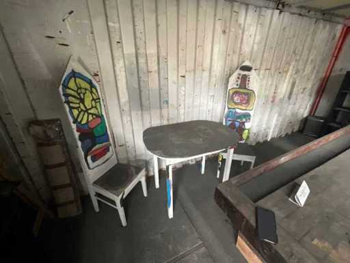 Artistic furniture set hand-painted - Terrace table