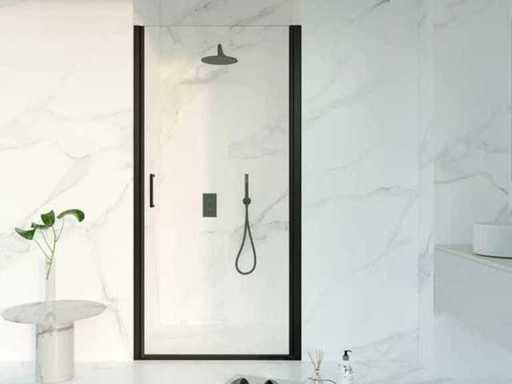 Douchedeur 100x200 Profiel veiligheidsglas anti kalk mat zwart