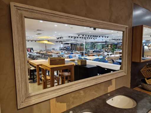 Miroir en Teinte Teck Rétro Gris Rond 180 x 2,5 x H80cm