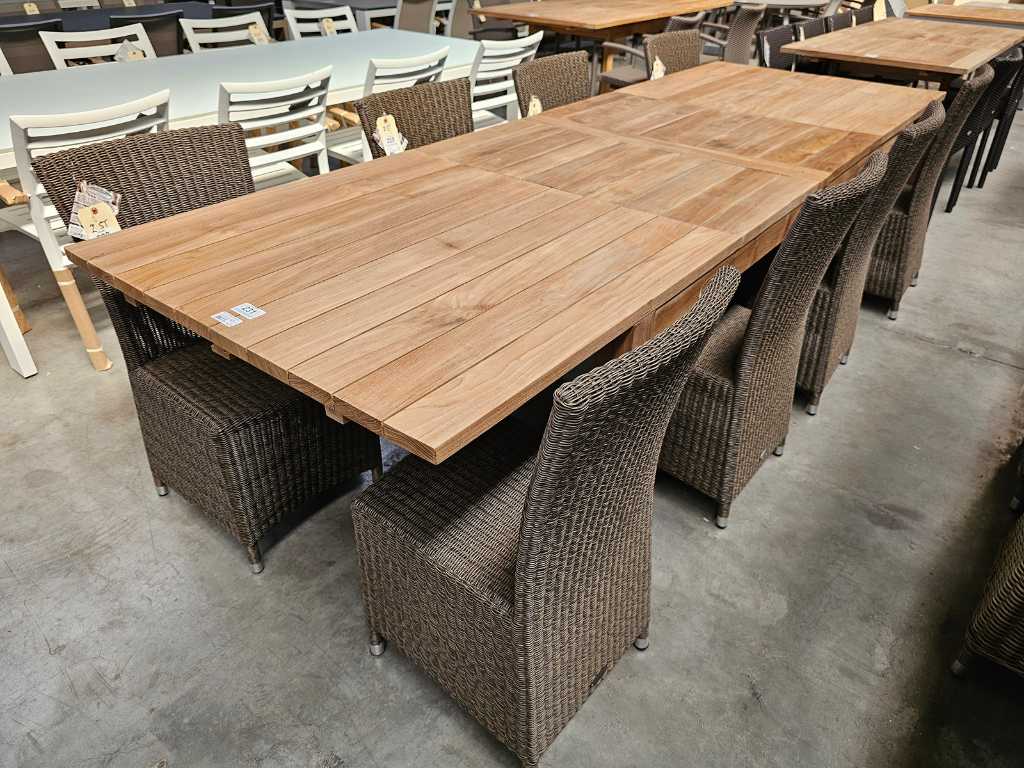 Quality Collection Garden Table Teak Ten Extendable 300cm