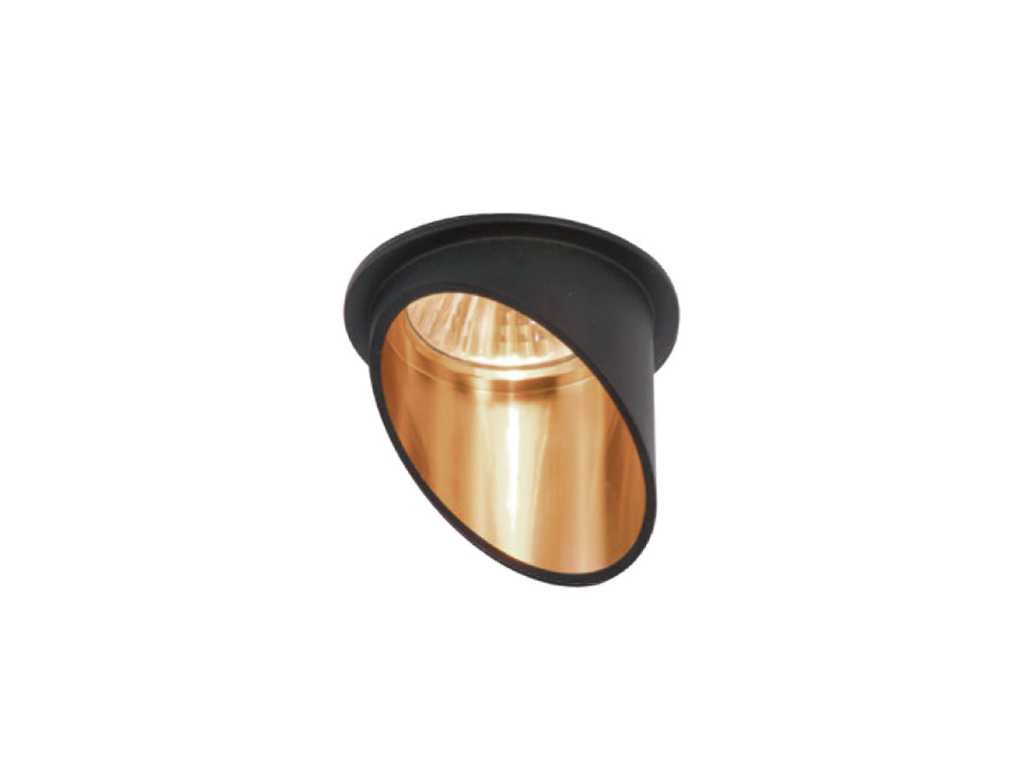 GU10 Recessed design fixture cylinder sand gold and black with lamp holder (50x)