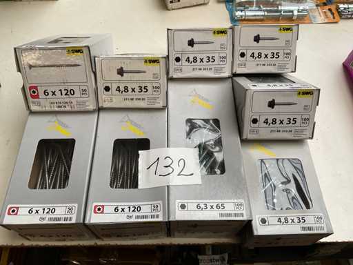 9 Kisten mit Dachblechschrauben und Holzschrauben