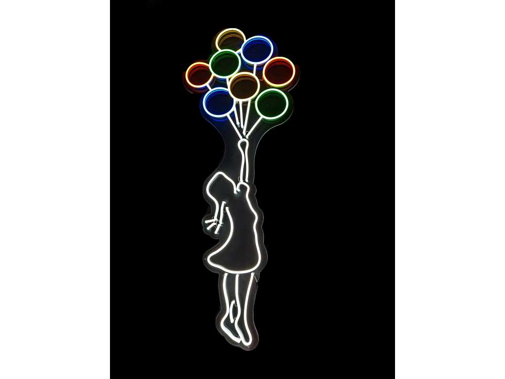 Banksy (nachher) - Neon Floating Girl (2022)