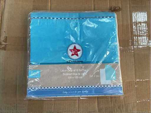 Partij Lief ledikantlaken blauw/wit - 2 stuks (35x)