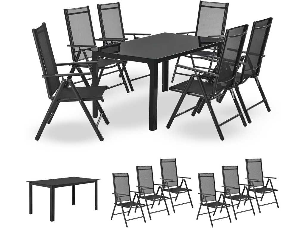 Tuinmeubelen Aluminium 6+1 — 6 stoelen