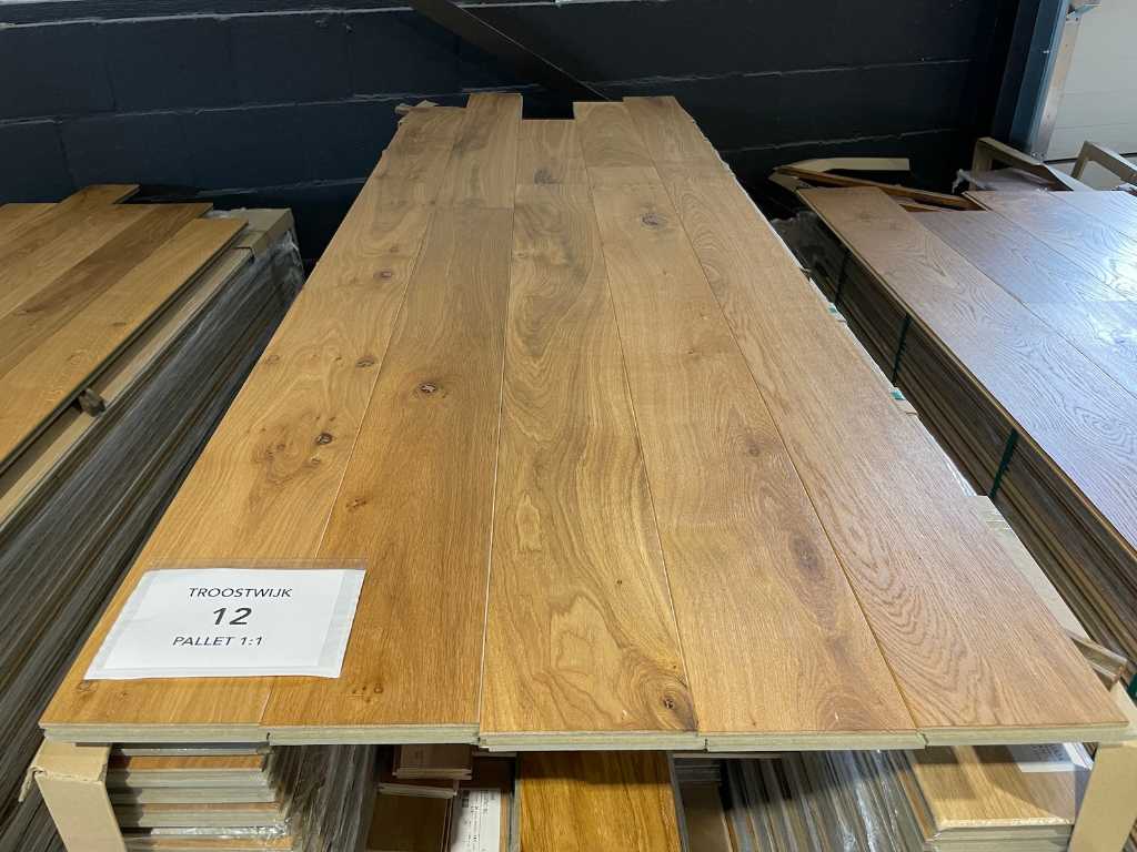 47,04 m2 eiken multiplank vloer, gerookt hardwaxolie naturel 20x145 mm