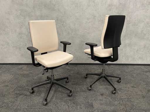 2x Homely - scaun de birou ergonomic - piele bej