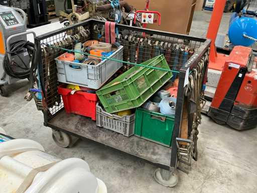 Batch of lashing strap parts with mesh box