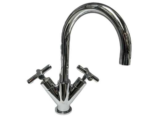 Wastafelmengkraan met kruisgreep chroom