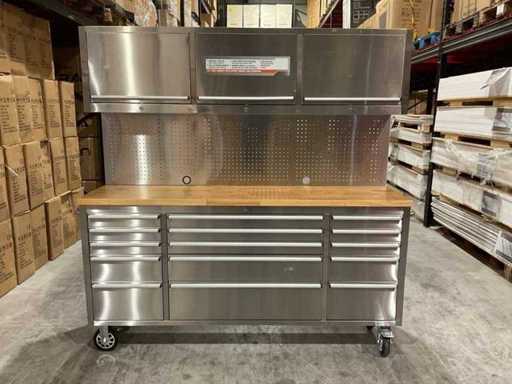 Stahlworks - Acier inoxydable Deluxe 72 pouces de haut - 15 tiroirs 191358 - Établi