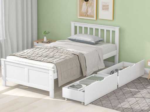 Kinderbed 90 x 200 cm, met 2 lades, opbergruimte
