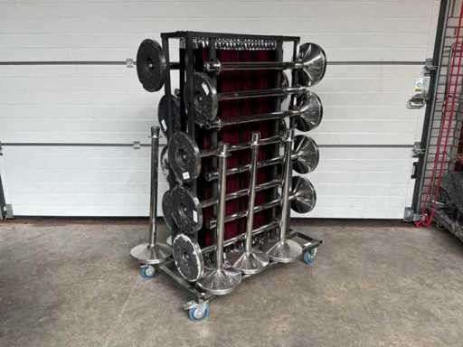 Barrier posts on transport trolleys