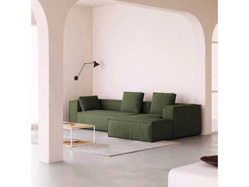 Kave Home - Blok Chaise Longue dreapta - Verde închis - Coaste - Set de canapea