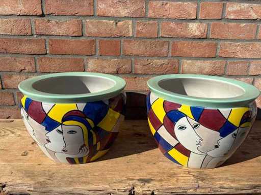 Picasso stijl vaas (2x)