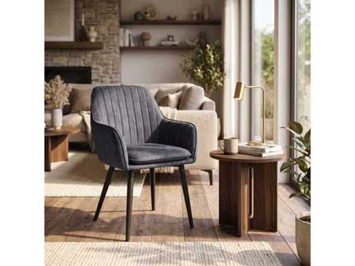 Set of 6 Dining Chair Tub with Armrest Grey