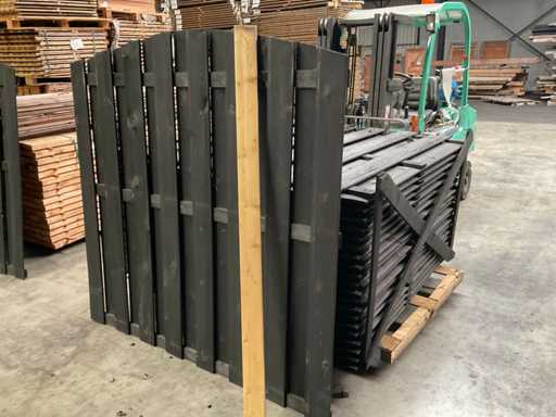 Spruce garden screen with bar 15-plank 180x180 cm (22x)