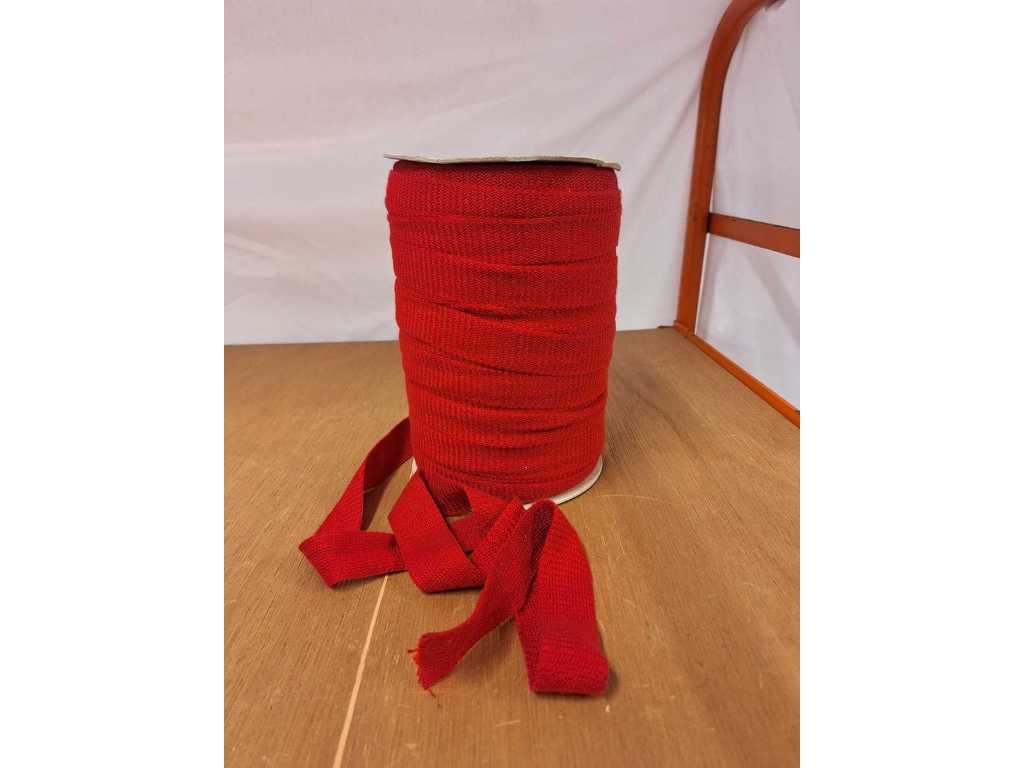Ruban décoratif laineux tresband polyacrylique 100 mètres rouge