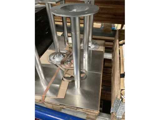 Tische Tischfuß grau Edelstahl Optik (10x) mit Tischplatten 80x80cm und rund 68cm