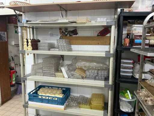 Plastic rack with chocolate molds